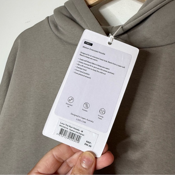 New LSKD Run Club Hoodie in soft elephant tan grey size medium - Picture 7 of 8